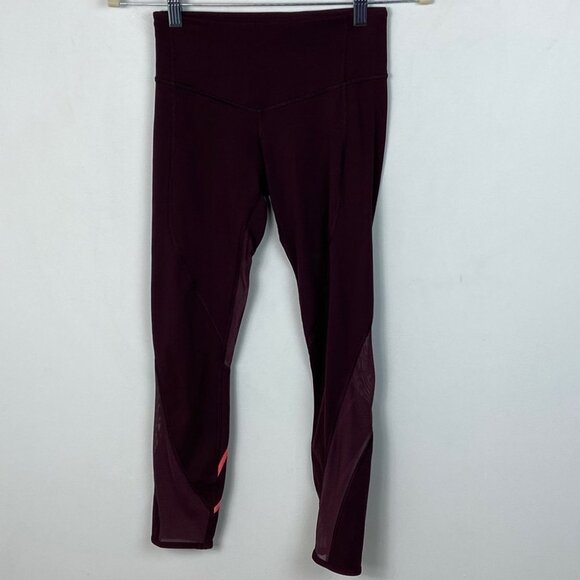 Lululemon All Meshed Up 7/8 Tight Bordeaux Drama Size 2 High Rise Stretch Pants - Picture 8 of 12